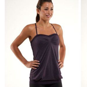Lululemon Pure Focus Tank Ruched Gray Black 6